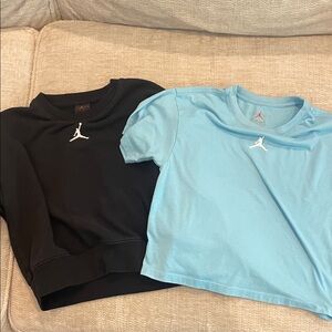Jordan Kids' Black Crew Sweatshirt and Blue Short Sleeve Tees